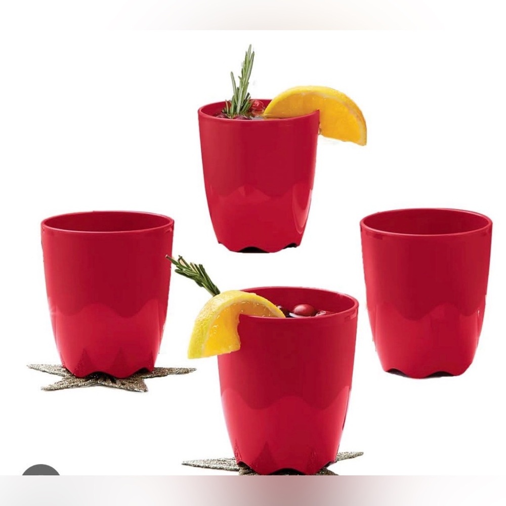Tupperware Bold Red Tumblers 275 ml Each Set of 4